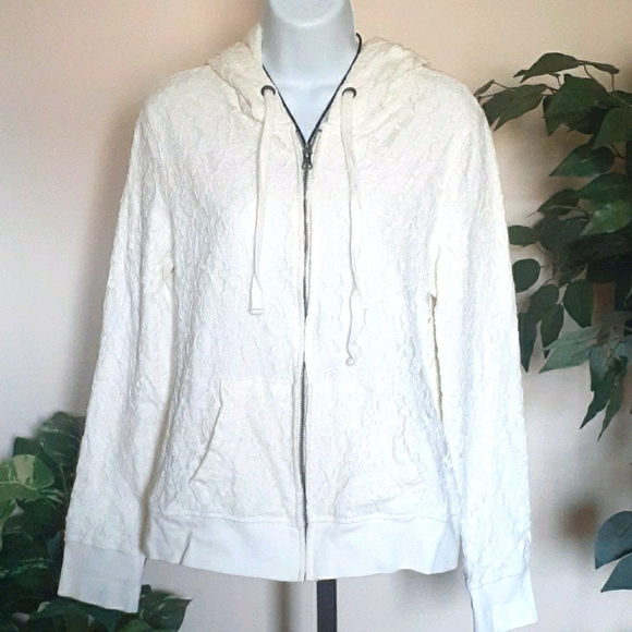 Aeropostale Cream Lace Long Sleeves Hoodie Jacket - Picture 1 of 9